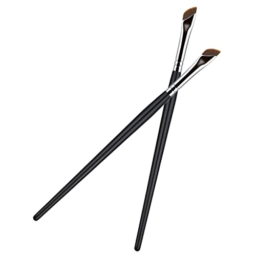 TOVINANNA 2個 アイブロウブラシ カーラー 女性眉ブラシ 細い角度のアイライナーブラシ 額 肌 顔 プロ make up brush アイシャドウ フラットメイクブラシ 人工繊維、木材、金属