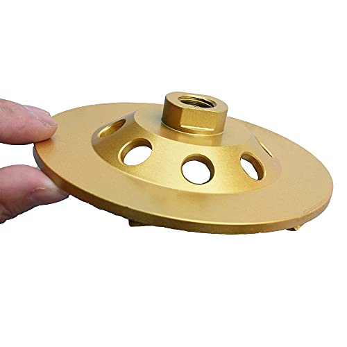 Actintool 5 In. X 5/8-11 In. Threaded 6 Pcs 1/4 Round Epoxy Removal Pcd 5" Pcd Cup Wheel, Concrete Coating Thinset Mortar Removing Pcd Grinding Wheel (5/8"-11 Threaded) #TOP3