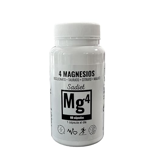 MG4 Magnesio 4 Formas Activas – Citrato, Bisglicinato, Malato y Taurato – Alta Absorción – Antiestrés, Energía, Sueño, Sistema Nervioso (60 capsulas)