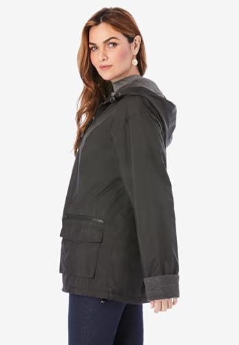 Roaman's Women's Plus Size Hooded All-Weather Jacket Fleece Lining Rain Coat3