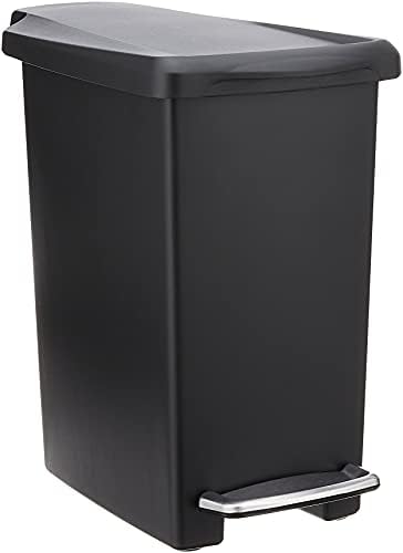 simplehuman CW1853CB 4.5L Round Pedal Bin, Small Bin for Bathroom Bedroom Office, Strong Steel Pedal, Silent Soft Close Lid, Inner Bucket, Non-Skid Base, White Steel