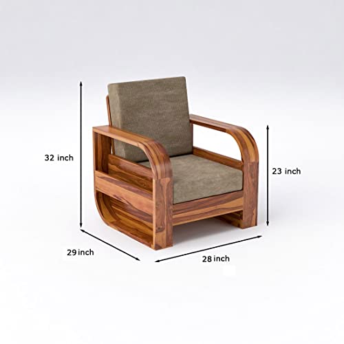 Image of Douceur Furnitures Solid Sheesham Wood 5 Seater Sofa | Five Seater Sofa Set with Coffee Table for Living Room, Cafe, Office | (Honey Teak Cushion Matte)