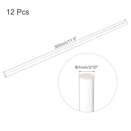 Image of MECCANIXITY 12pcs Acrylic Round Rods 9 /32 inch x 12 inch Clear Acrylic Dowel Rods Sticks Plastic Sticks Strip for DIY Crafts Lighting Gardening Decoration - 7mm x 300mm