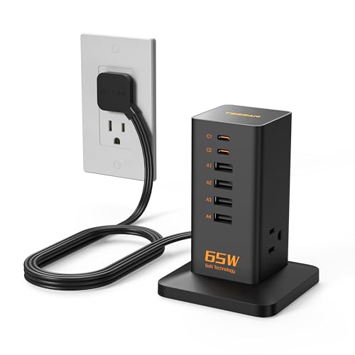 Charging Station for Multiple Devices, TESSAN 9-in-1 USB C Power Strip for iPhone 17/16/15, MacBook...
