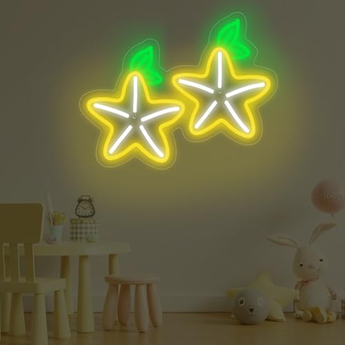 Image of Paopu Fruit Neon Sign, Kingdom Hearts Paopu Fruit Decor, Game Room LED Light, Home Wall Decor, Birthday Gift for Kids, 16 inchx12 inch