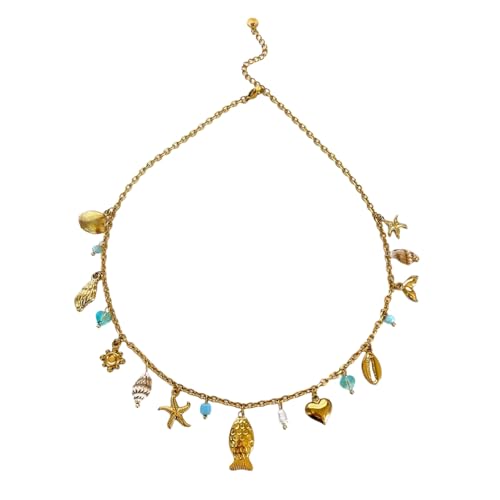 Collier acier inoxydable femme avec pendentif poisson et coquillage chic et durable