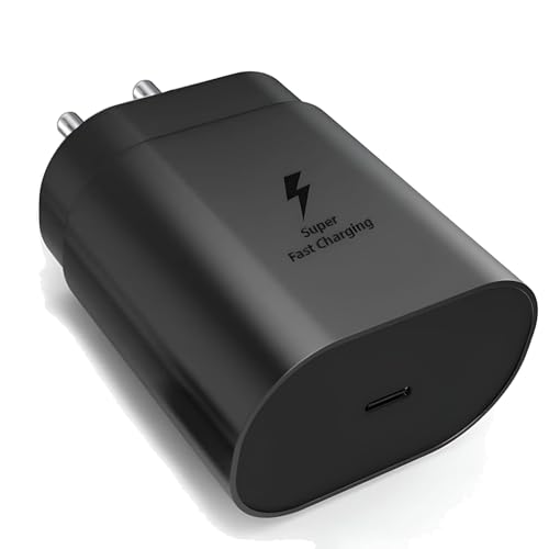 Image of 25W Original Type-C Superfast Charger Adapter Compatible with Samsung-Galaxy S /A /M /F /Z Series | S23 /S22 /S21 /21 fe /S20 /M14 5G /M34 /M54 /M53 5g /M33 /M13 /A34 /A54 5G (Black)