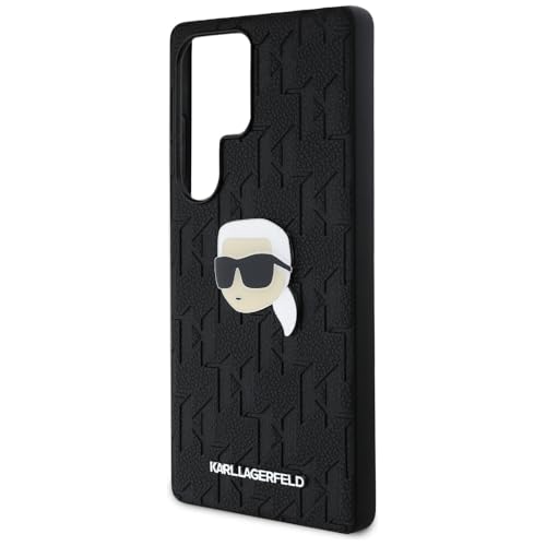 Image of CG MOBILE Karl Lagerfeld [Official Licensed] Monogram PU Leather Case with Pin Logo Karl Head Protective Case /Cover Designed for Galaxy S25 Ultra - Black