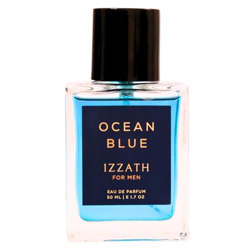 Image of IZZATH Ocean Blue Eau De Parfum 50ml : Luxury Men's Perfume with Grapefruit, Lemon, Mint, Pink Pepper & Bergamot | Elegant Gift for Him