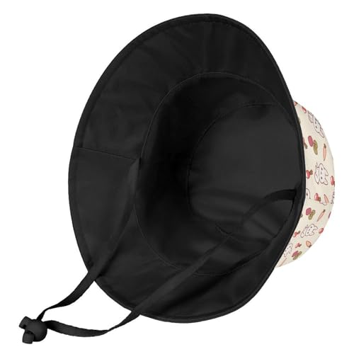 Bunny Rabbit with VegetablesChildren's Bucket Hat for Boys and Girls, Breathable Summer Beach Hat54cm3