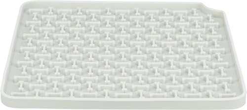 TRIXIE Lick'n'Snack Matte - praktische Hundeschleckmatte aus Silikon zum langsamen Füttern - 20 × 20 cm dunkelgrau, Slow-Feeder Hunde Leckmatte - 34983