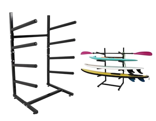 LINGVUM Freestanding Surfboard Rack, Surfboard Stand Storage & Display for Indoor, Outdoor, Garage, Shop, Tool-Free Assembly (Fits 4 Boards)