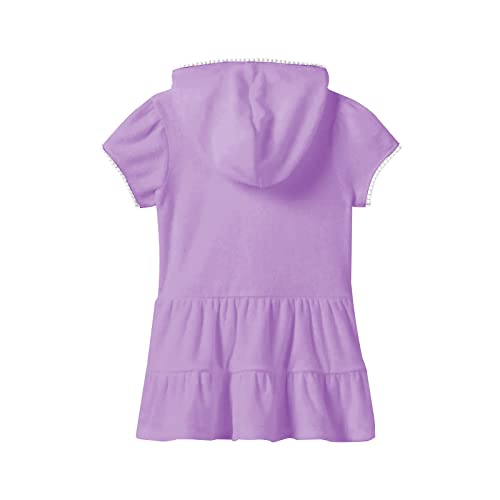 Image of Mafulus Girls Hooded Terry Coverups Swim Beach Zip Cover-Up Summer Short Sleeve Ruffle Dress