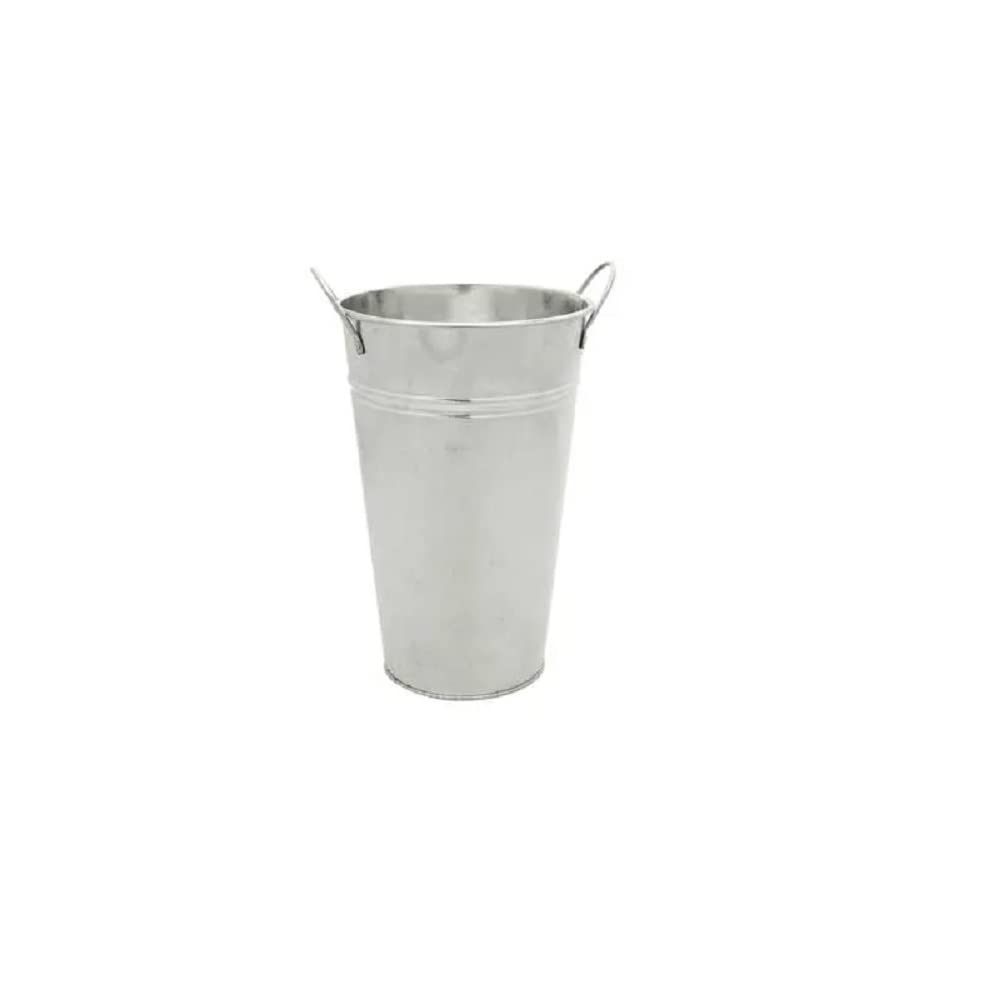 APAC Galvanized Metal Flower Vase (30cm H x 17cm Dia), Rustic Farmhouse Tall Flower Bucket with Handle, Galvanized Zinc Planter for Outdoor Indoor Home Décor