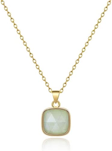 KissYan Healing Crystal Necklace, 14K Gold Plated Natural Energy Stone Pendant Necklace Reiki Quartz Amethyst Citrine Gemstone Spiritual Jewelry Gifts for Women Girls(Aquamarine)