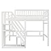 Etagenbett 140x200, Kinderbett Hochbett mit Treppe und Aufbewahrungsschrank, Funktionsbett Doppelbett Stockbett Spielbett Kinderhochbett Jugendhochbett mit Lattenrost, Massivholz, Ohne Matratze, Weiß