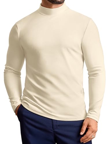 Vssjavun Mens Mock Turtleneck Sweater Long Sleeve Basic Slim Fit Pullover Sweaters Thermal Lightweight Undershirts