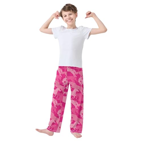 ZZKKO Camo Horses Pink Boys Pants for Kids Jogger Pants with Pockets S-XL2