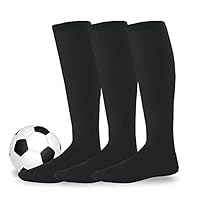 Sports socks for Teens Junior Unisex Soccer Athletic Sports Softball Socks 3-Pairs (Junior (7-9), Small Black)