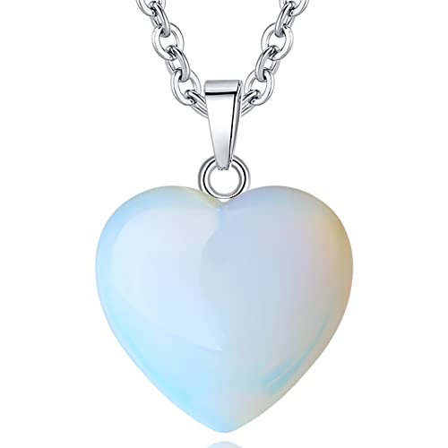 Opalite Necklace Healing Crystals Necklace Heart Love Real Crystal Reiki Energy for Women Mothers Day Gift Christmas