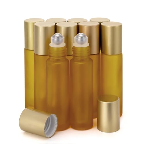 Kesell 10ml Essential Oil Roller Bottles, Sample Vial Bottle for Aromatherapy, Essential Oils, Perfumes and Lip Balms, Pack of 10