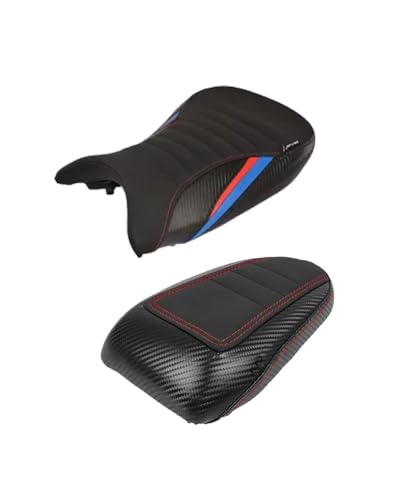 M1000RR S1000 RR 2019-2025 用 バイク用 フロント ドライバー リア パッセンジャー ピリオンシート クッションカバー バイク用シートカバー(One Set Red Blue)