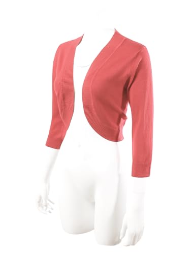 Image of Allsense Women's 3 /4 Sleeve Bolero Shrug for Dresses | Open Front Cropped Cardigan, Lightweight Knit Dress Cover Up