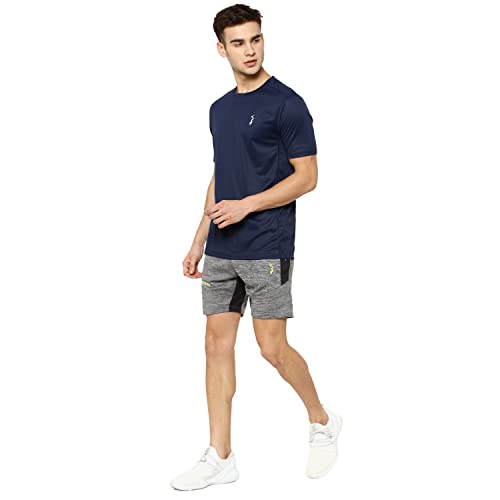 Image of CAHOOT Men Solid Crew Neck Sports T Shirt Navy