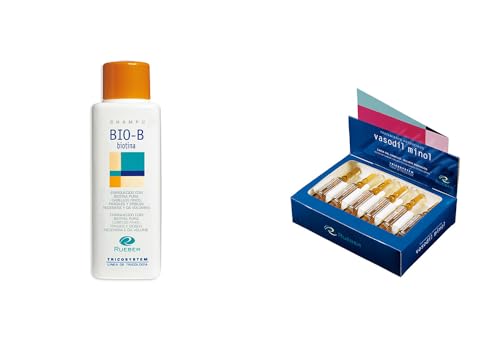 Pack biotina y nutrientes,Champu bio b 400 ml y ampollas vasodilminol 12 und.