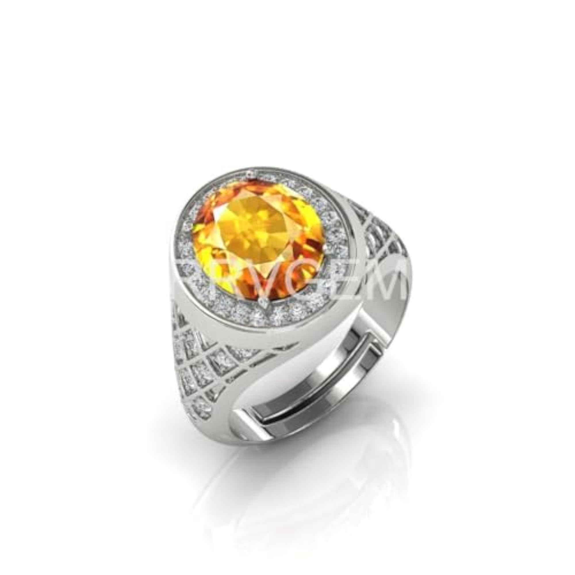 9.25 Ratti Silver Plated Citrine Handcrafted Finger Ring