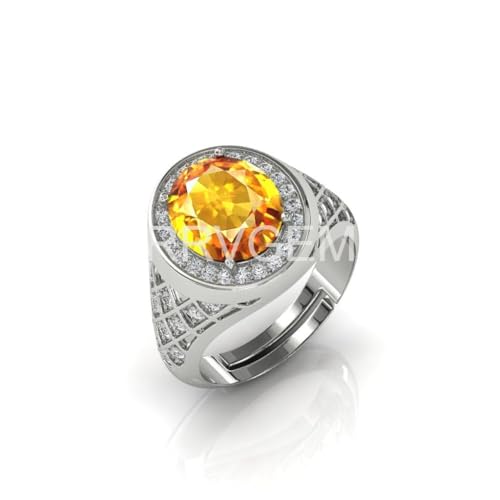 Bague Citrine 7 carats résistant à l'oxydation, bague faite main en plaqué argent