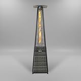 REALGLOW Real Flame Outdoor Pyramid Patio Heater in Grey Rattan - 13KW Propane Gas Standing Floor Heater for Outdoors & Gardens - Outside Space Heating for Decking, Home Garden & Gazebo