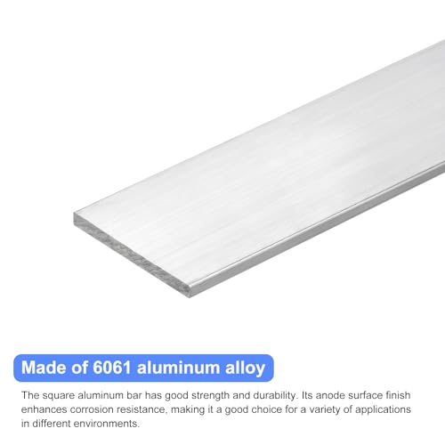 Image of uxcell Square Aluminum Flat Bar, 1 /4 inch Thick 2.4 inch Width 12 inch Length Square Aluminum Bar 6061 Aluminum Flat Plate, 5 x 60 x 305mm T6511 Solid New Mill Stock for Industrial Building