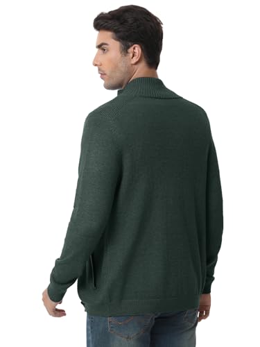 Les umes Men's Knitted Full Zip Sweater Cardigan Front Stand Collar Knitwear with Pockets3