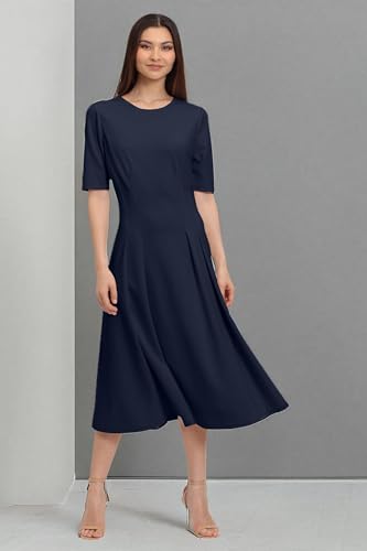 Image of Maggy London Womens Short Sleeve Double Pleat Midi DressDress