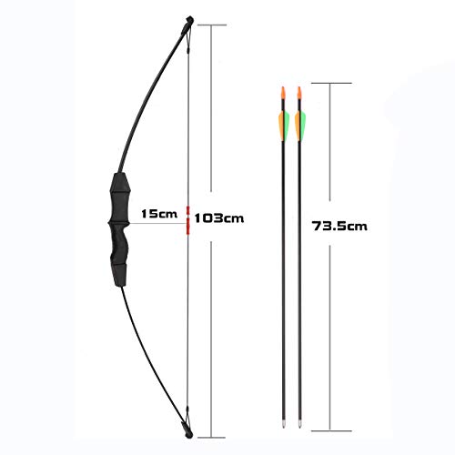 DOSTYLE Outdoor Youth Recurve Bow and Arrow Set Children Junior Archery Training for Kid Teams Game Gift (Black) - Thumbnail 2
