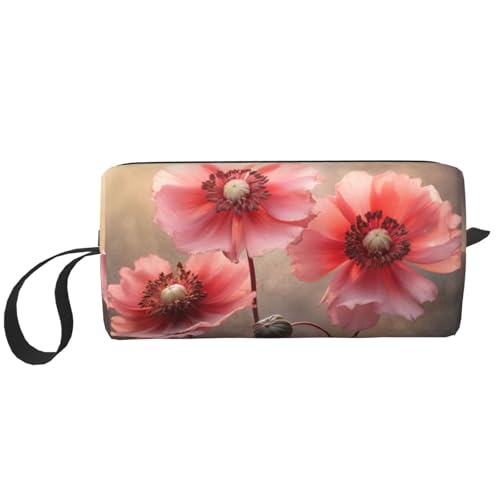 LNNIUK Neceser de viaje con 3 estampados de flores coloridas, bolsa de maquillaje con cremallera