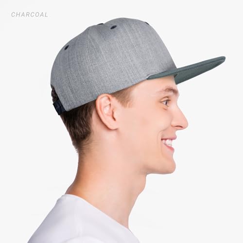 Image of CHOK.LIDS Classic Snapback Flat Bill Hat Blank Adjustable Baseball Cap | Structured high crown, flat visor, blank front for customization, adjustable snap closure, trendy everyday style