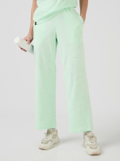 Image of TECHNOSPORT Women Textured Straight Fit Trackpants for Casual Wear, Travel Wear, Gym Wear