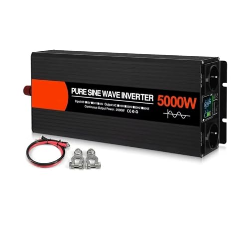 Power Inverter Convertidores Voltaje Onda Sinusoidal Pura 4000W -6000W con Doble Enchufe Europeo. Inversor para Coche 12V CC 24V Y 48V A 220V CA. Convertidor(48V,220V 60Hz,5000W (Rated 2500W))