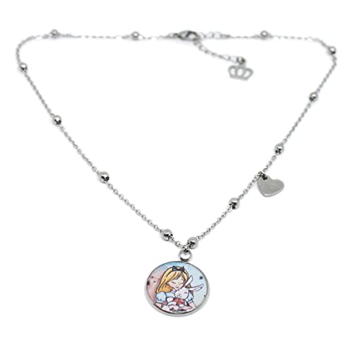Collana girocollo con disegno di Alice e il Bianconiglio