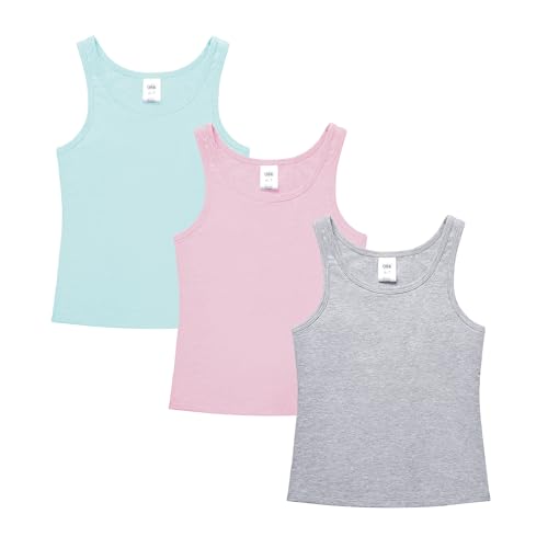 Image of QBK 6-16Years Girls Tank Top with Built in Bra Training Bras Cotton Camisole Built in Bra Undershirts with Shelf Bra