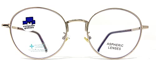 New Model Gafas de lectura con filtro bloqueo luz azul para gaming, ordenador, móvil. ULTIMA MODA Anti fatiga GOLD LENNON unisex Venice (Gold, +2,50) Cover