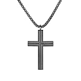  OIDEA Kreuz Anhänger Halskette, Anhänger mit Versteck Geheimfach, Schwarz