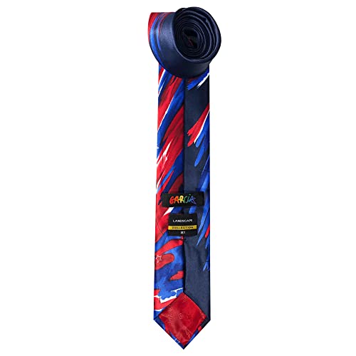 Jerry Garcia Men's Usa Patriotic 4Th Of July Flag Red White Blue Stars Navy Tie Dye Landscape Artwork Regular Neck Tie, Regular - 58 Inch #TOP1