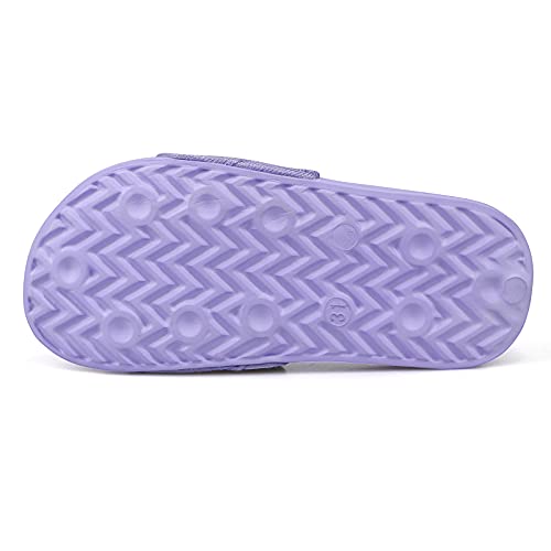 Mädchen Glitter Slider Mode Sommer Hausschuhe rutschfeste Sandalen Leichte Strand Pool Schuhe für Indoor Outdoor Violett 35EU