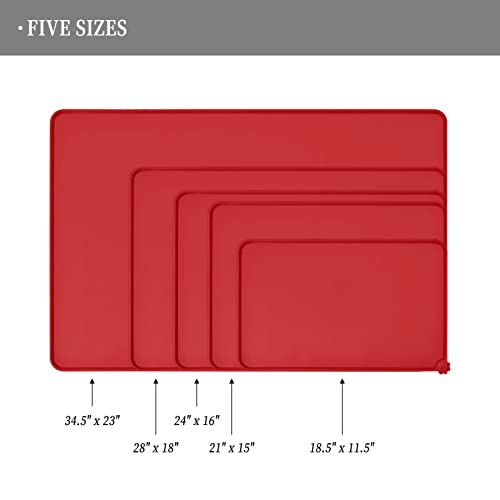 Reopet Waterproof Pet Feeding Mat with High Raised Edges, Heavier and Thicker Placemats for Cat Dog Water Bowl with BPA Free, Dogs Cats Food Mats for Messy Drinkers to Prevent Spill and Protect Floors - Thumbnail 2