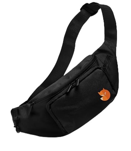 minifan Sac banane : renard - Sac banane avec 4 compartiments, fermeture éclair, poche poitrine, imperméable pour téléphone portable, pour homme et femme, pour voyage, sport et activités de plein air