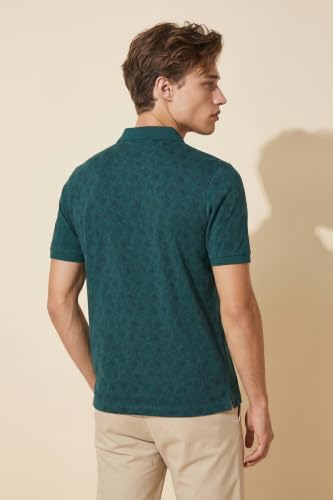 Image of Peter England Men's Cotton Abstract Floral Print Polo T-Shirt - Casual Wear | Stylish & Breathable