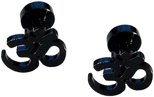 OM Symbol Earrings for Men Sleek Black Studs Modern Spiritual Jewellery-image-48